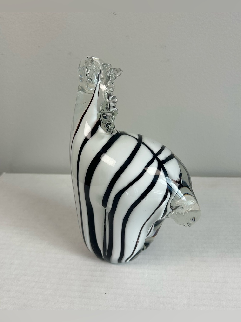 Vintage Hand Blown Murano-Style Art Glass Zebra Sculpture Figurine Stripes - Picture 5 of 9